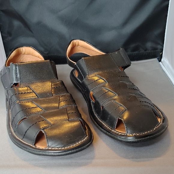 Bacco Bucci Black Leather Men's Sandals - Picture 1 of 4